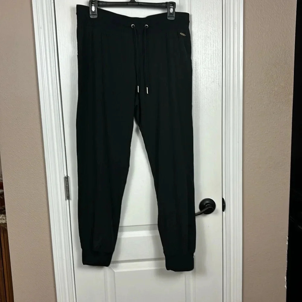 Donna Karan Active Women's Black Elastic Drawstring Waist Elastic Ankle Size L
